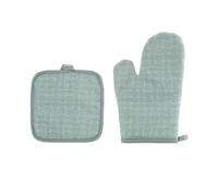 2pcs Ultra Thick Heat-resistant Oven Clip And Pot Holder, 13 Inches Cotton Kitchen Gloves And Mats For Cooking for Grilling Cooking Baking(Blue)