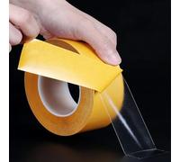 2pcs Ultra Thin Clear Double Sided Tape,25mmX50m Strong Double Sided Sticky Tape for Craft, Two Sides Sticky Tape with Transparent Adhesive Heavy Duty Strong Mounting Tape for Wall Decor Cat Training