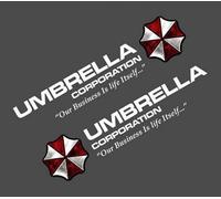 2pcs UMBRELLA Corp Car Auto Sticker Vinyl Reflective Car Truck Door Side Emblem Decal (White,35cm)