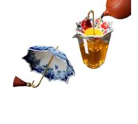 2Pcs Umbrella Tea Infuser & Strainer - Ceramic Umbrella Tea Diffuser for Loose Leaf, Fine-Pore Teas Filter Without Stand, Blue and White Porcelain Traditional Gongfu Teas Accessories