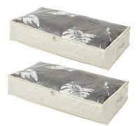 2Pcs Under Bed Storage Bag with Zip Underbed Clothes Storage Boxes Foldable Underbed Storages Bag Organizer with Clear Window and Reinforced Handles for Clothes Comforters Blanket Bedding Thick Fabric