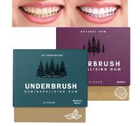 2PCS Underbrush Remineralizing Chewing Gum,Mastic mints Teeth Cleaning Gum,Remineralizing Che/wing Gum,Mint Ch/ewing G/um,Organic Portable Teeth Cleaning Gu/m,Freshen Breath#Creamy + Raspberry