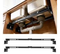 2Pcs Undermount Sink Brackets, 74-101cm Adjustable Stainless Steel Kitchen Sink Support, Space-Saving Horizontal Sink Support, Heavy Duty Undermount Sink Mounting Brackets for Kitchen Bathroom