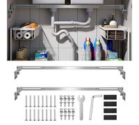 2Pcs Undermount Sink Brackets Kitchen: 71-100cm Adjustable Undermount Sink Supports Brackets Stainless Steel Installation Kit for Heavy Duty Undermounts Kitchen Bathroom Sinks