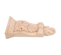 2pcs Unfinished Solid Wood Carved Corbels for Wall Shelf Support | European Antique Khaki Finish, Roman Column Corner Flower Motif, Decorative Millwork for Cabinetry Accents