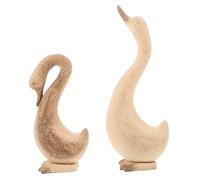 2pcs Unfinished Wooden Goose Figurines DIY Craft Table Decoration for Painting and Graffiti Cute Goose Statues for Home Decor and Party Decorations