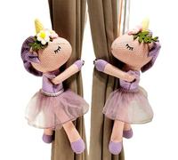 2PCS Unicorn, Soft Knitting Fabric Cute Cartoon Holder Straps with Elastic Button(Purple)