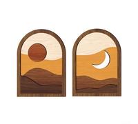 2Pcs Unique Wooden Wall Art for Home Decoration with Modern Bohemian Flair (MZ915)