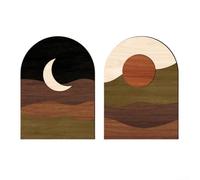 2Pcs Unique Wooden Wall Art for Home Decoration with Modern Bohemian Flair (MZ916)