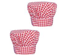 2PCS Unisex Chef Hats with Adjustable Elastic Band,Breathable Cooking Caps,Chef Bandana Hat Cap for Men and Women,Hats Work for Kitchen, House, Hotel, Restaurant, Catering, and Waitstaff (Red plaid)