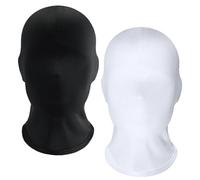2Pcs Unisex White Black Full Face Mask Elastic Halloween Faceless Mask Adult Breathable Full Head Cover Spandex Masks Morph Mask for Halloween Cosplay Party Costume Carnival Night Role Playing