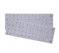 2PCS Universal Arabic Keyboard Stickers, English Alphabet Keyboard Replacement Sticker for Computer Laptop over 10 Inches (Black on Silver)