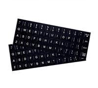 2PCS Universal Arabic Keyboard Stickers, English Alphabet Keyboard Replacement Sticker for Computer Laptop over 10 Inches (White on Black)
