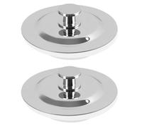 2PCS Universal Bath Plug UK, Bathroom Sink Plugs Replacement, Stainless Steel Basin Plug for 42 to 44mm Sink Holes, Unslotted Basin Waste Stopper, basin plug for Kitchen and Bathtub