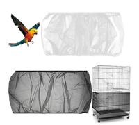 2Pcs Universal Bird Cage Seed Catcher, Adjustable Bird Cage Netting Seed Catcher, Large Stretchy Bird Cage Cover Skirt, Soft Airy Cage Net Stretchy Skirt for Round Square Cages (White, Black)