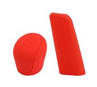 2pcs Universal Car Gear Hand Shift Knob Cover Silicone Handbrake Non-Slip Protectors Hand Brake Covers (Color : Black)(Red)