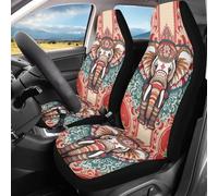 2Pcs Universal Car Seat Cover Boho Mandala Elephant Printed Durable Non-Slip Car Seat Protector Covers, For Cars, Sedans, Accessories, Most Automotive