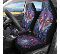 2Pcs Universal Car Seat Cover Boho Wolf Printed Easy To Install Washable Car Seat Protector Covers, For Cars, Most Automotive, Sedans, Trucks