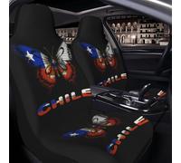 2Pcs Universal Car Seat Cover Vintage Chile Chilean Flag Butterfly Elasticity Dustproof Drivers Seat Protector, For Most Automotive, Suv, Accessories