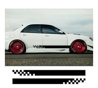 2PCS Universal Car Side Skirt Stickers Sports Racing Stripes Car Grid Pattern Stickers Vinyl Decals Auto Decoration Accessorie