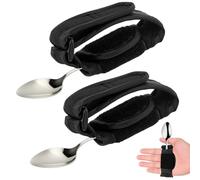 2PCS Universal Cuff Utensil Adjustable Holder Strap for Hand Grip, Adaptive Utensils Aids Spoon Fork Holder Strip, for Parkinson and Weak Grip Patient Disabled Adaptive Equipment