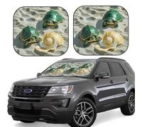 2pcs Universal Fit Windshield Sunshade - Foldable Car Front Window Sun Visor for Auto, Large Sedan, Truck, SUV Two Turtles and Shells
