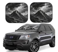 2pcs Universal Fit Windshield Sunshade - Foldable Car Front Window Sun Visor for Auto, Large Sedan, Truck, SUV Black and White Mountain