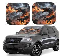 2pcs Universal Fit Windshield Sunshade - Foldable Car Front Window Sun Visor for Auto, Large Sedan, Truck, SUV Dragon