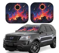 2pcs Universal Fit Windshield Sunshade - Foldable Car Front Window Sun Visor for Auto, Large Sedan, Truck, SUV Boho Sun