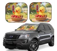 2pcs Universal Fit Windshield Sunshade - Foldable Car Front Window Sun Visor for Auto, Large Sedan, Truck, SUV Yellow Duck
