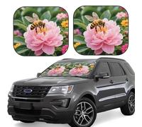 2pcs Universal Fit Windshield Sunshade - Foldable Car Front Window Sun Visor for Auto, Large Sedan, Truck, SUV Bees Collect Honey