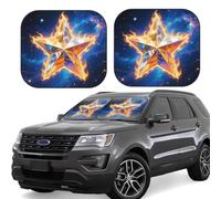 2pcs Universal Fit Windshield Sunshade - Foldable Car Front Window Sun Visor for Auto, Large Sedan, Truck, SUV Color Star