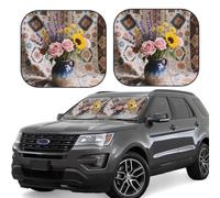 2pcs Universal Fit Windshield Sunshade - Foldable Car Front Window Sun Visor for Auto, Large Sedan, Truck, SUV Boho Modern Vintage Floral
