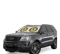 2pcs Universal Fit Windshield Sunshade - Foldable Car Front Window Sun Visor for Auto, Large Sedan, Truck, SUV Cherry Fruit Checkered Print