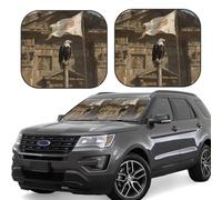 2pcs Universal Fit Windshield Sunshade - Foldable Car Front Window Sun Visor for Auto, Medium Sedan, Truck, SUV Flag Bald Eagle