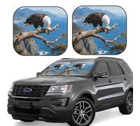 2pcs Universal Fit Windshield Sunshade - Foldable Car Front Window Sun Visor for Auto, Medium Sedan, Truck, SUV Eagle Combs Feathers