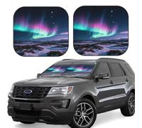 2pcs Universal Fit Windshield Sunshade - Foldable Car Front Window Sun Visor for Auto, Medium Sedan, Truck, SUV Aurora
