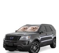 2pcs Universal Fit Windshield Sunshade - Foldable Car Front Window Sun Visor for Auto, Medium Sedan, Truck, SUV Cute Cow Cat