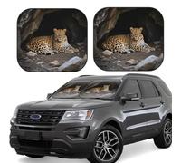 2pcs Universal Fit Windshield Sunshade - Foldable Car Front Window Sun Visor for Auto, Medium Sedan, Truck, SUV Cougar in The Cave