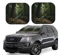 2pcs Universal Fit Windshield Sunshade - Foldable Car Front Window Sun Visor for Auto, Small Sedan, Truck, SUV Dark Green Landscape Nature