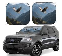 2pcs Universal Fit Windshield Sunshade - Foldable Car Front Window Sun Visor for Auto, Small Sedan, Truck, SUV Eagles Fly in The Valley