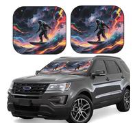 2pcs Universal Fit Windshield Sunshade - Foldable Car Front Window Sun Visor for Auto, Small Sedan, Truck, SUV Astronaut Star Surfing
