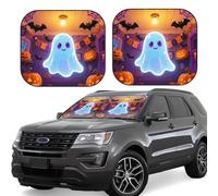 2pcs Universal Fit Windshield Sunshade - Foldable Car Front Window Sun Visor for Auto, Small Sedan, Truck, SUV Cool Soft Halloween Ghost