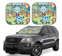 2pcs Universal Fit Windshield Sunshade - Foldable Car Front Window Sun Visor for Auto, Small Sedan, Truck, SUV Cute Giraffe