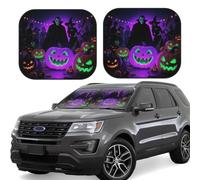 2pcs Universal Fit Windshield Sunshade - Foldable Car Front Window Sun Visor for Auto, Small Sedan, Truck, SUV Art Halloween