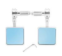 2pcs Universal Handlebar Rear View Mirrors, Aluminum Alloy Motorcycle Side Mirror, Square Black Bar End Mirror with Vibration Resistant Housing for Most (Silver)