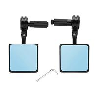 2pcs Universal Handlebar Rear View Mirrors, Aluminum Alloy Motorcycle Side Mirror, Square Black Bar End Mirror with Vibration Resistant Housing for Most (Black)