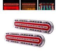 2PCS Universal LED Trailer Rear Light,Colorful 74LED Rear Brake Lights Tail lights 12V/24V Flowing Turn Signal Light Stop Light Indicator Lamps Fog Light for Trailer Camper Van Truck Lorry Tractor