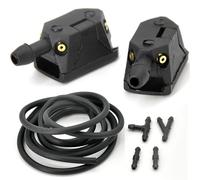 2Pcs Universal Mounted Onto 8/9mm Arm Car Windscreen Washer Wiper Blade Water Spray Jets Nozzles Adjusted 4 Way With Pump Hose(Nozzle and Hose)