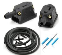 2Pcs Universal Mounted Onto 8/9mm Arm Car Windscreen Washer Wiper Blade Water Spray Jets Nozzles Adjusted 4 Way With Pump Hose(Nozzle set)